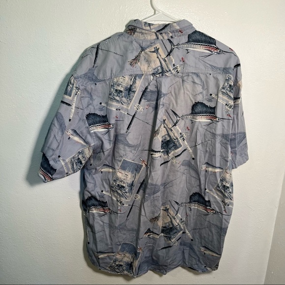 North River Short Sleeve Button Down Shirt Blue Fishing - Picture 7 of 11